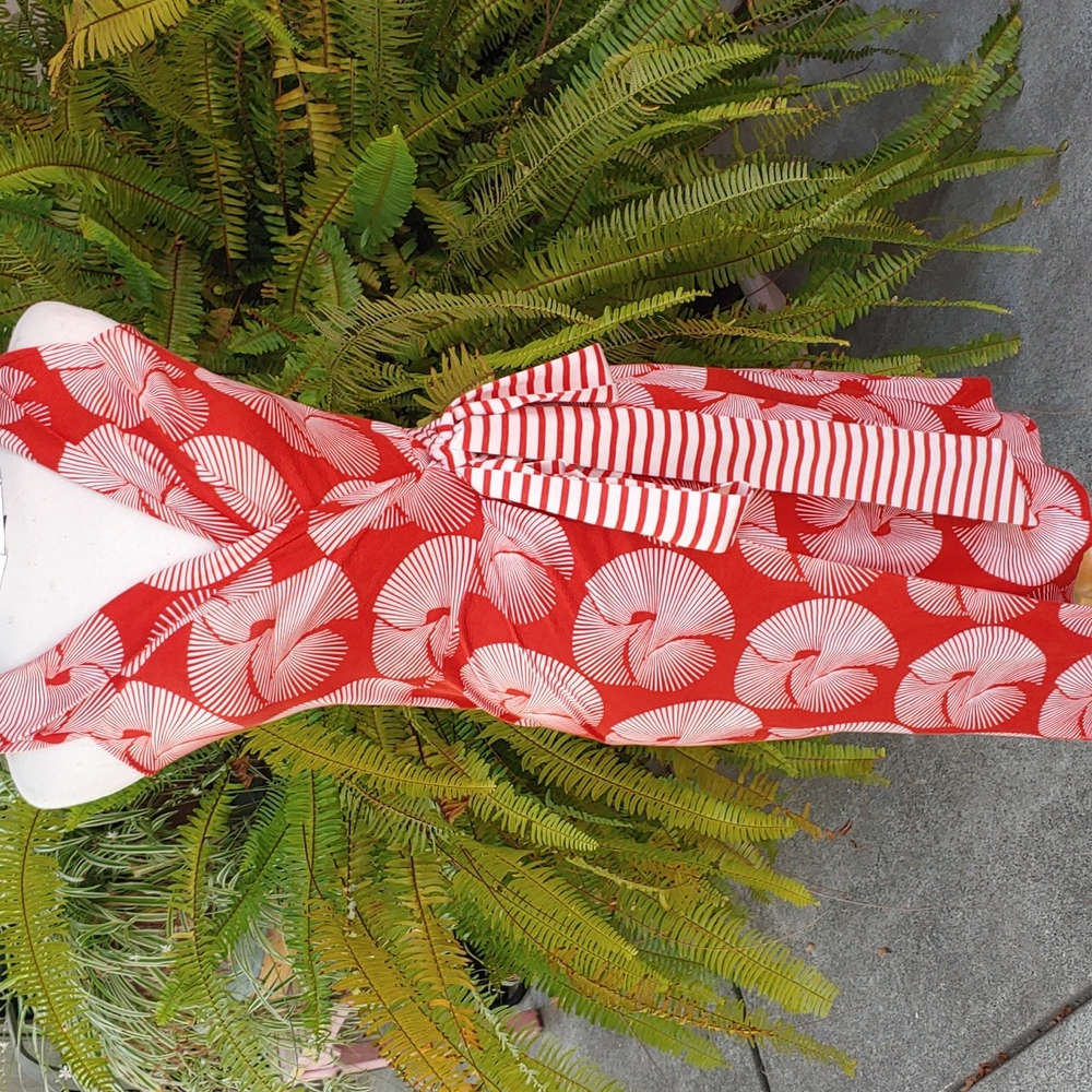 Diane Von Furstenberg Silk Dress Red Cream Fan 4